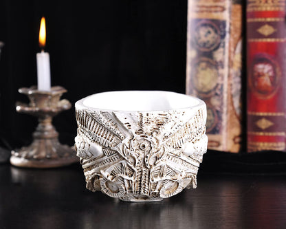 IBWell Modern Large Funny Resin Skull Shaped Head Design Flower Pot Planter Container, Decoration Flowerpot Props Home Office Desk Decor (Mediterranean)