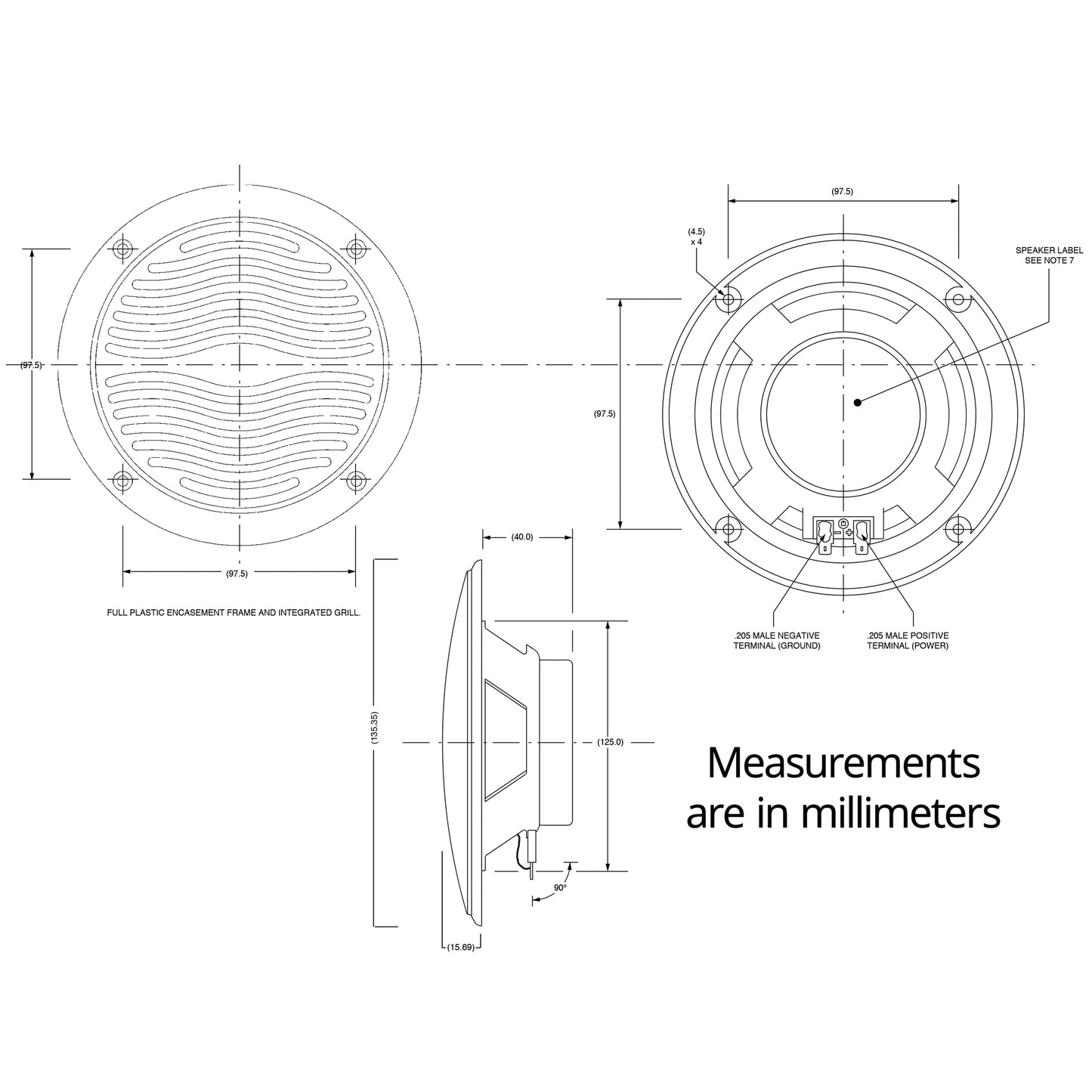 5-inch Water Resistant Outdoor Speakers, Dual Cone, 25W Peak Power, Marine and RV Compatible (Black)