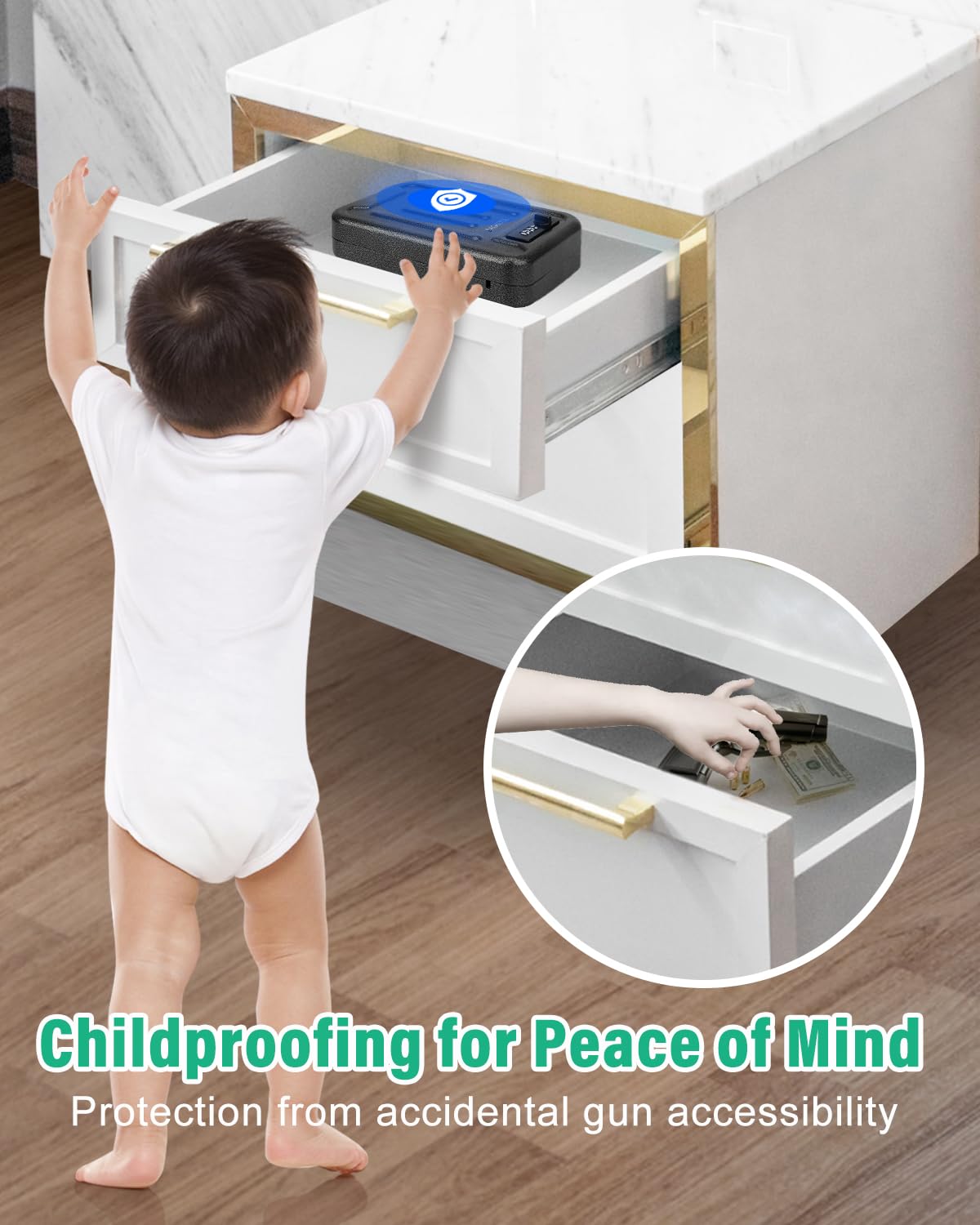 BAGKOOL Fireproof Security Box with 3-Digit Combination Lock, Portable Safe for Guns, Money, Documents - 39IN Patented Security Cable Included - Ideal for Valuables and Firearms, Size 9.4x6.5x2 IN