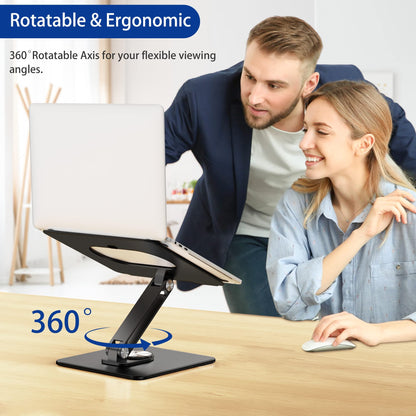 BESIGN LSX7 Laptop Stand with 360 Rotating Base, Ergonomic Adjustable Notebook Riser Holder Compatible with Air, Pro, Dell, HP, Lenovo More 10-15.6" Laptops (Black)