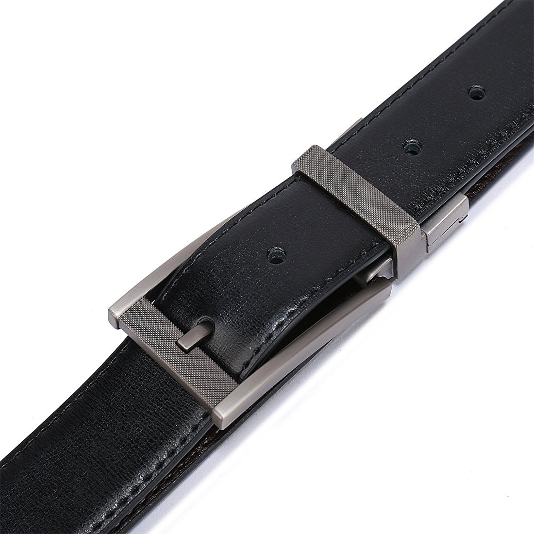 Belts for Men Reversible Leather 1.25" Waist Strap Fashion Dress Buckle Beltox(34-36,Sub-brushed Buckle Black/Brown)