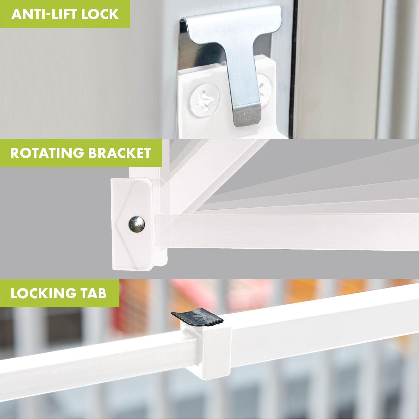 Ideal Security SK110 Patio Door Security Bar with Child-Proof Lock, Adjustable 25-48 inches for Ventilation, White