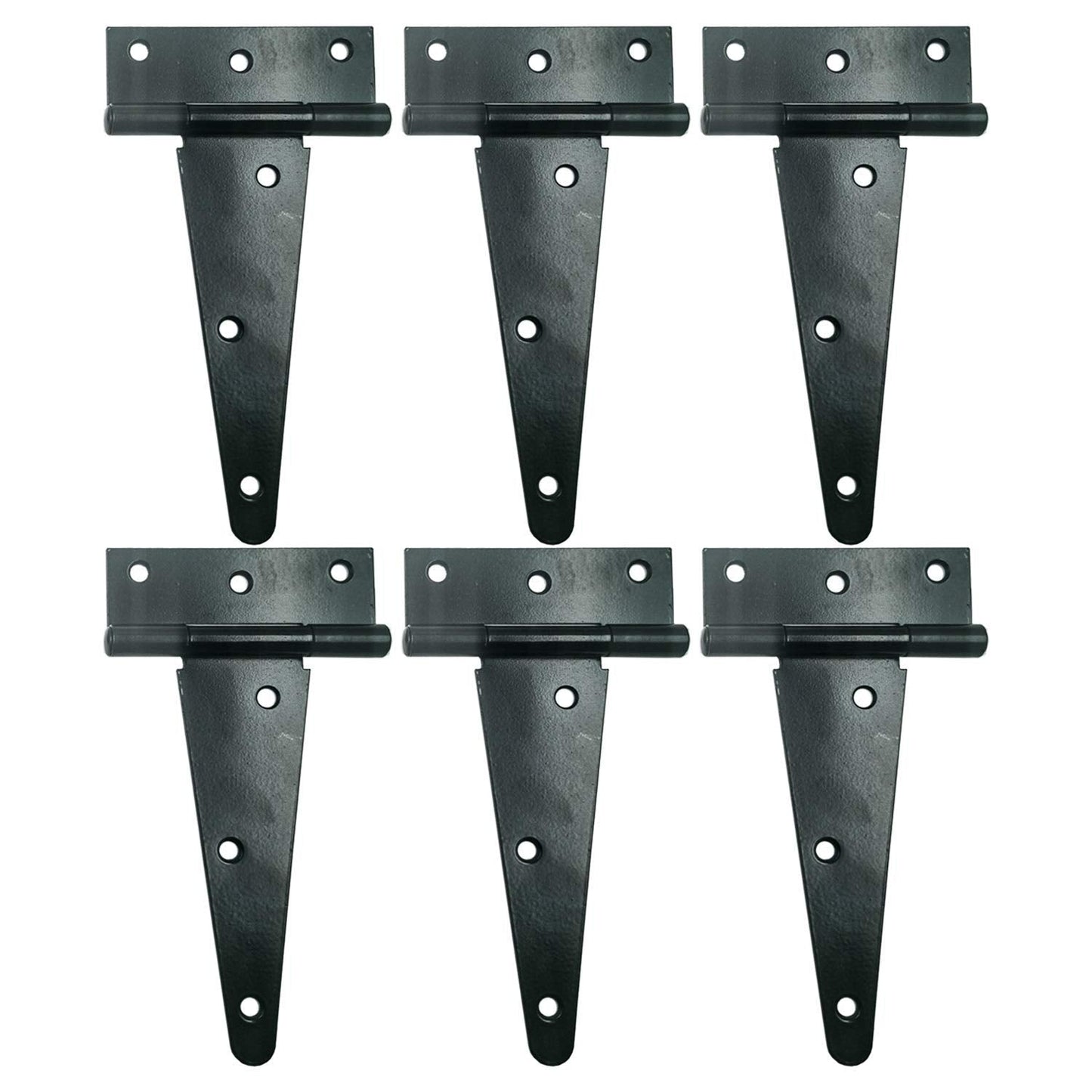 HLMOptimo Heavy Duty T Hinge Tee Hinge T Strap Hinge Shed Hinge Gate Hinge Barn Hinge Fence Hinge Door Hinge Wrought Rustproof All Size Black (6 pcs, 6 inch