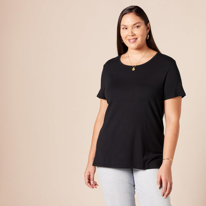 Amazon Essentials Women's Regular-Fit Short-Sleeve Crewneck T-Shirt, Pack of 2, Black, Large