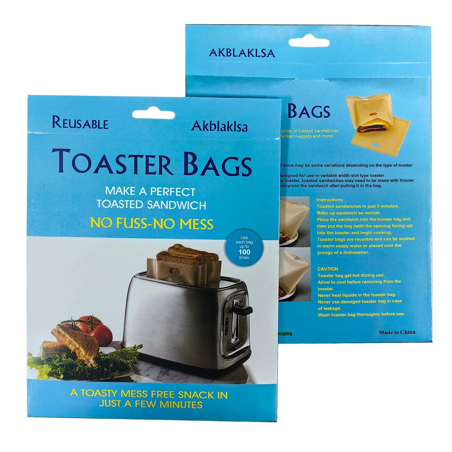 Akblaklsa 12 Pack Reusable Toaster Bags Non-Stick, Washable Toasted Sandwich Toastie Bags Toaster Microwave Grill, Great for Toast Sandwich Panini Snacks