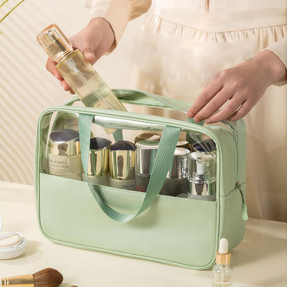 ANEMEL Travel Toiletry Bag Wash Cosmetic Make up Portable Storage Organizer Waterproof with Handle for Swimming Gym, Green