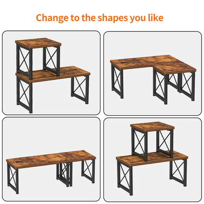 Honiter Desk Shelf, 15.7" Desktop Shelf Organizer, Freestanding Small Desktop Bookshelf, 2 Tier Independent Stackable Kitchen Counter Display Rack, Desk Hutch for Office, Dorm, Home