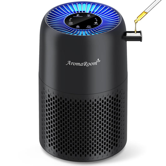 Air Purifiers for Home Bedroom, AromaRoom H13 HEPA Air Purifier Filter for Allergies, Pollen, Smoke, Dusts, Pets Dander, Odor, Hair, 22dB Quiet Air Cleaner for Room, Office, Dorm, AP100-B (Black)