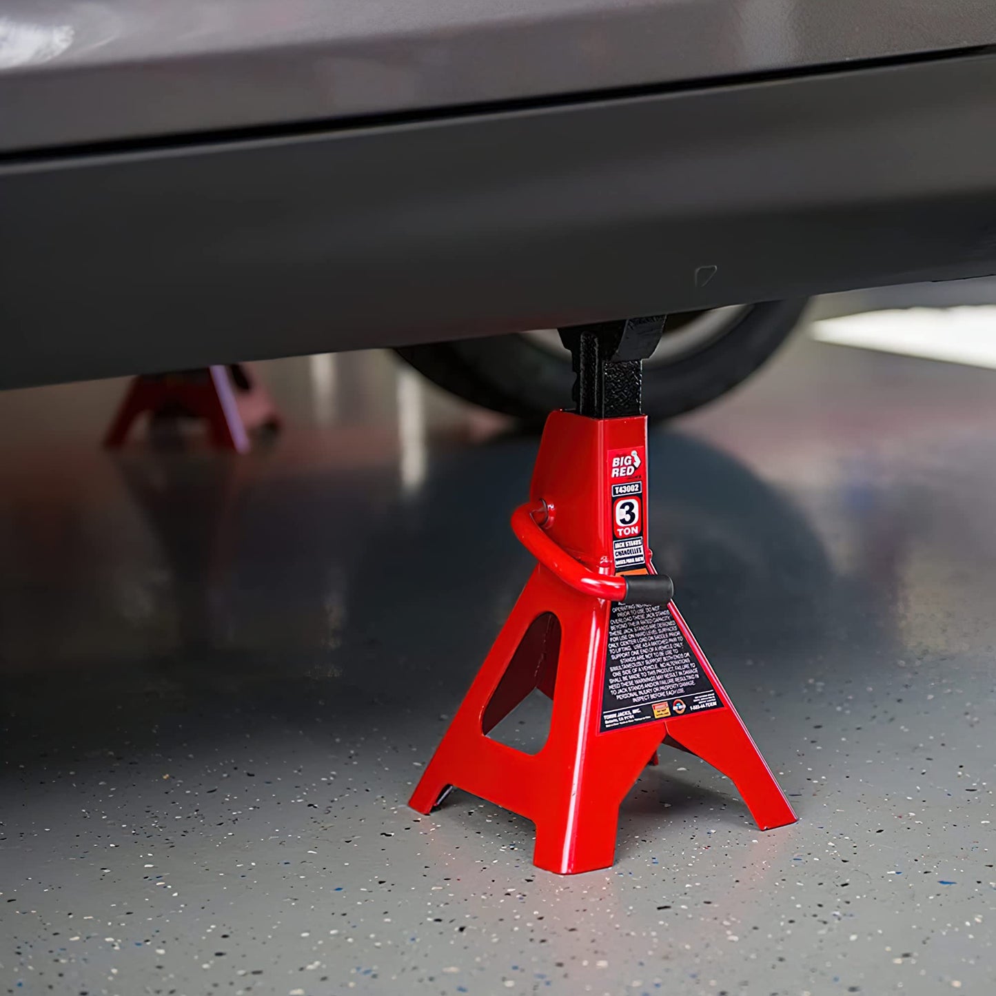 BIG RED T43202 Torin Heavy Duty Steel Jack Stands: 3 Ton (6,000 lb) Capacity Car Lifting Stand,1 Pair (Not Suitable for SUV,Truck)