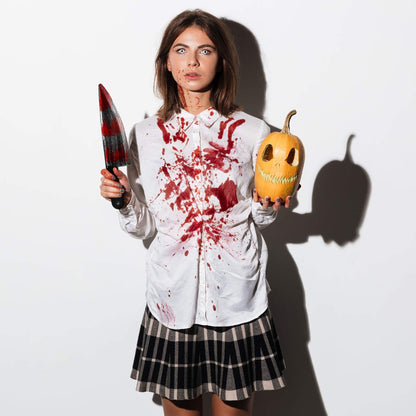 7 Halloween Sheets Scar Tattoo Stickers with Halloween Fake Knife for Halloween Party Costume