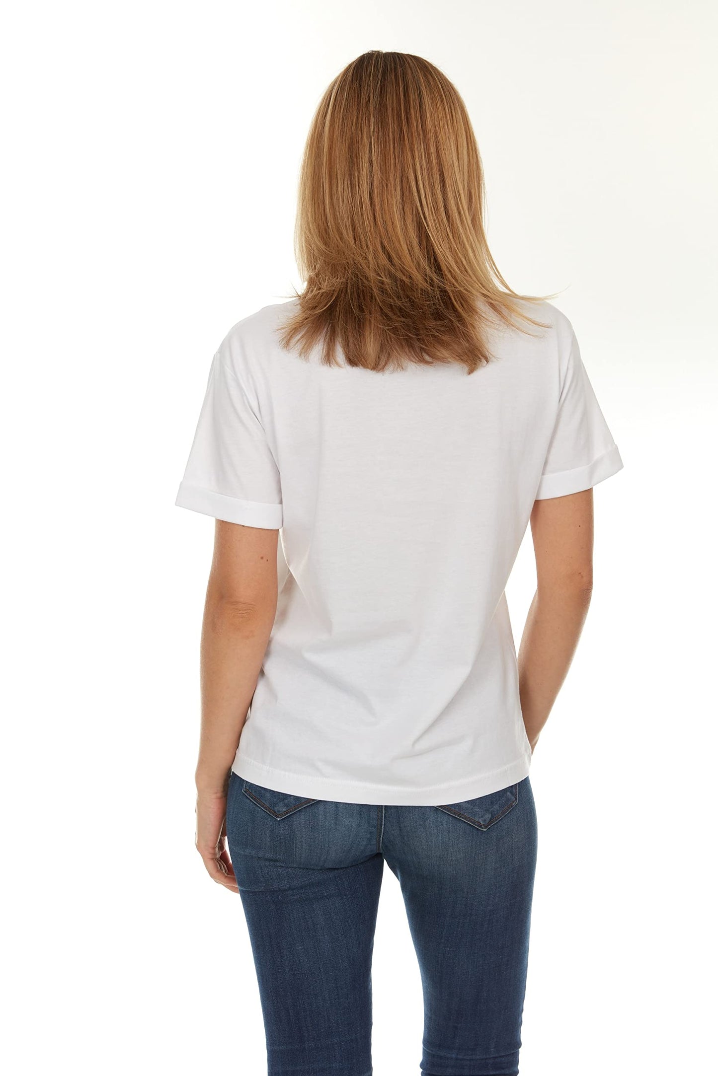 Brix Women's Short Sleeve T-Shirts Loose Fit Oversize Casual Cotton Comfort Crewneck Shirts. White