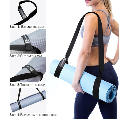A AZURELIFE [MAT NOT Included] Yoga Mat Sling, Yoga Mat Straps for Carrying, Easy-Cinch Yoga Mat Holder Strap