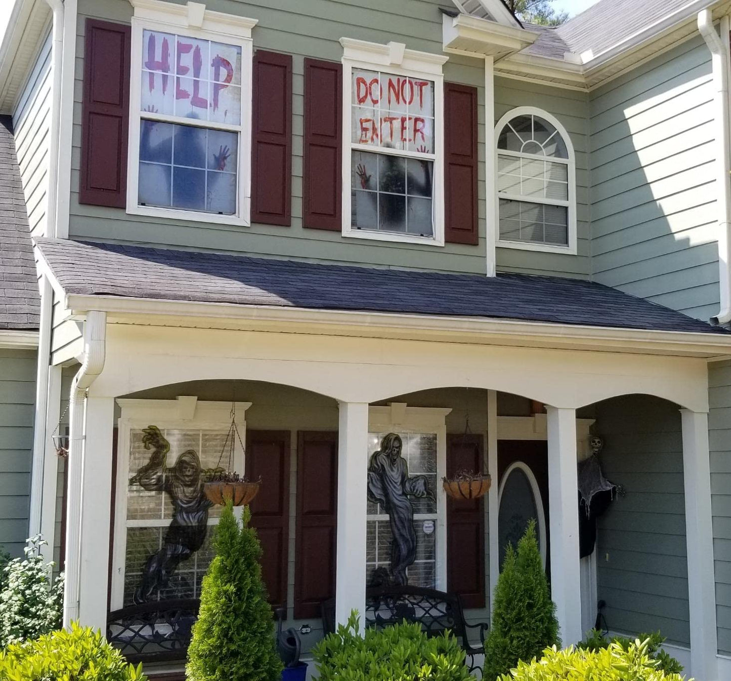 Angmart 2PCS Halloween Giant Bloody Window Posters Windows Clings Party Decoration Haunted House Door Cover Creepy School Dormitory Window 60" x 60"