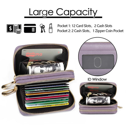 imeetu Rfid Credit Card Holder,Genuine Leather Businese Card Case,Rfid Blocking Wallet for Women & Men(Max - Light purple)