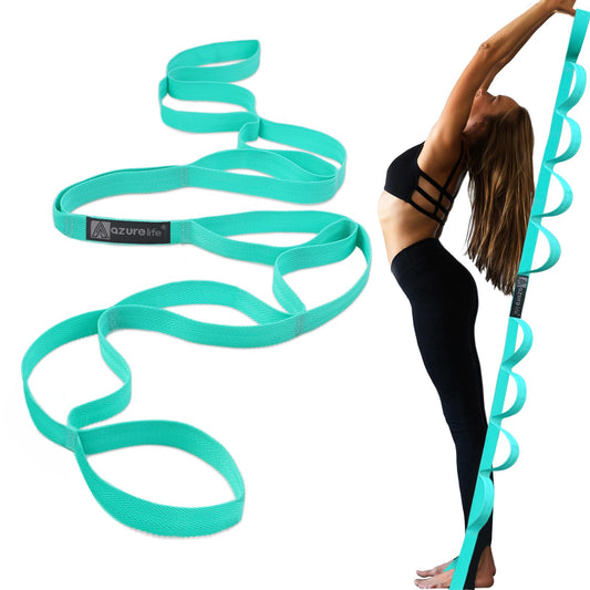 A AZURELIFE Premium Durable Stretch Straps with Loops, Stretching Strap for Physical Therapy, Multi-Loop Yoga Strap Fitness Exercise Strap for Yoga, Pilates, Dance, Flexibility&Exercise