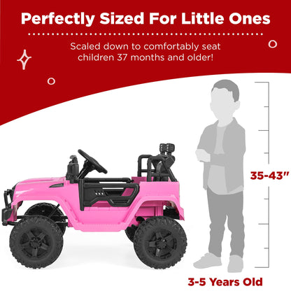 Best Choice Products 12V Kids Ride On Truck Car w/Parent Remote Control, Spring Suspension, LED Lights, AUX Port - Pink