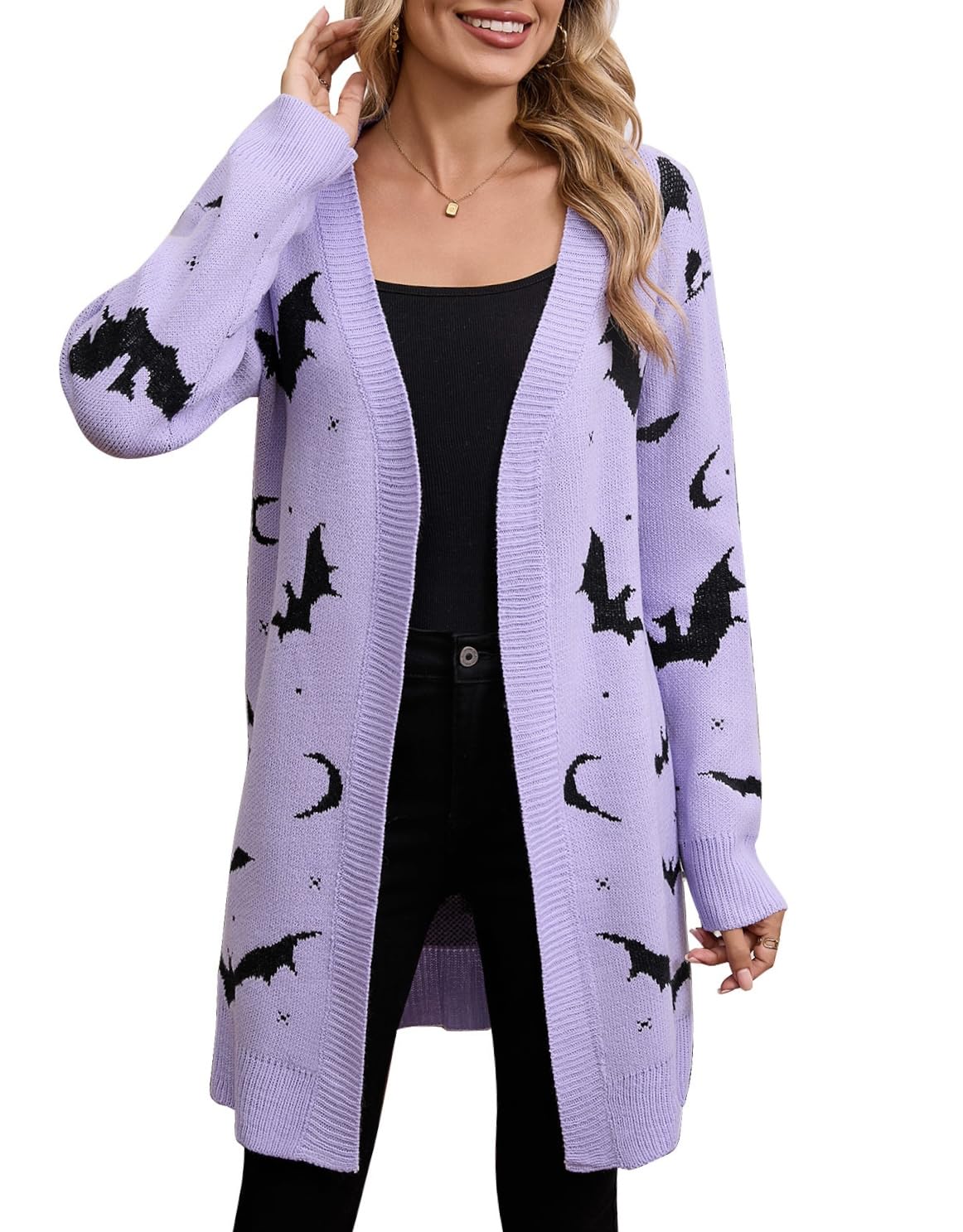 Alsol Lamesa Women's Long Sleeve Cute Cardigan Sweaters V Neck Open Front Ribbed Knit Heart Sweater Coat