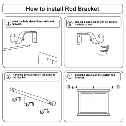 Byondeth Curtain Rods for Windows 16 to 144 Inches Adjustable Length 1 Inch Diameter Window Curtain Rod with Aluminium Finials, Black