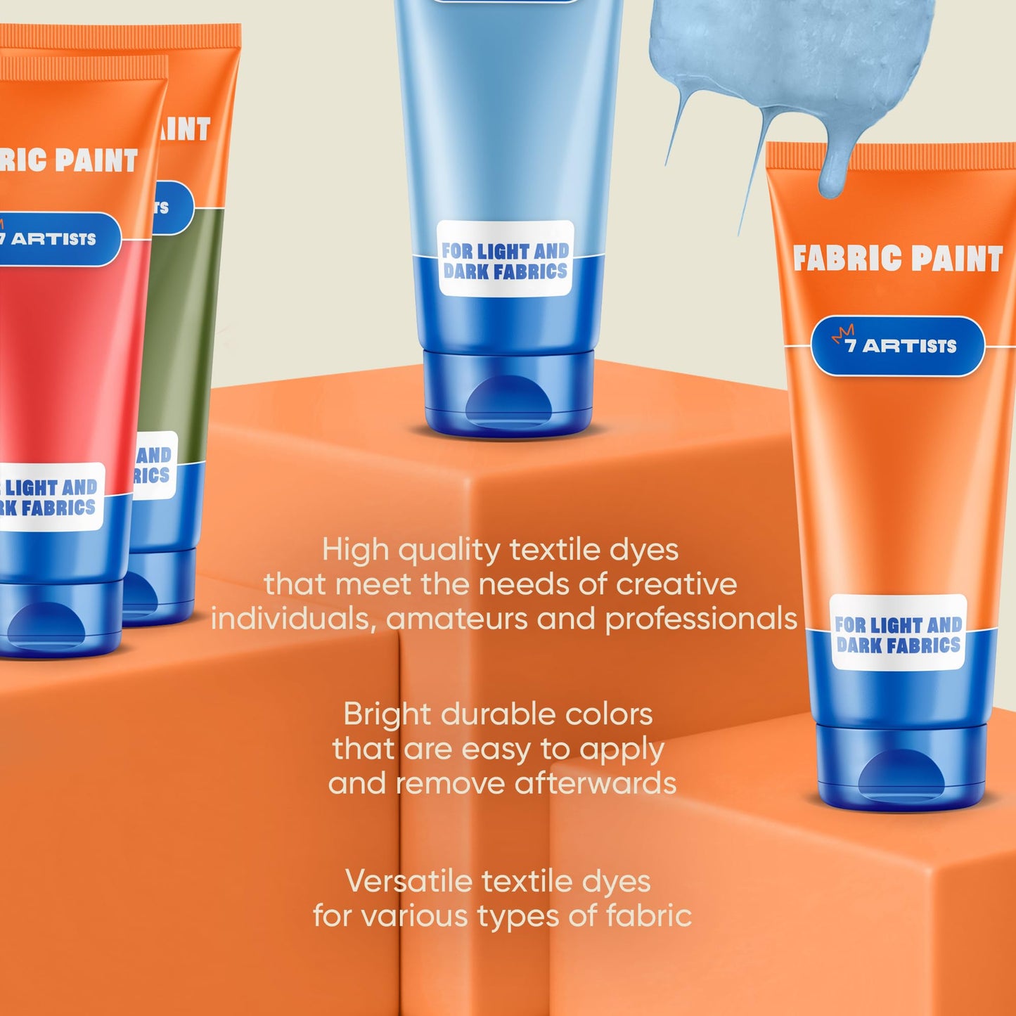 7 Artists Sky Blue Fabric Paint 2 fl. oz – Light Blue Fabric Paint for Clothes Permanent | Textile Paint for Upholstery, Sneakers, Canvas Tote Bags, T-Shirt Painting | Pintura para Ropa y Zapatos