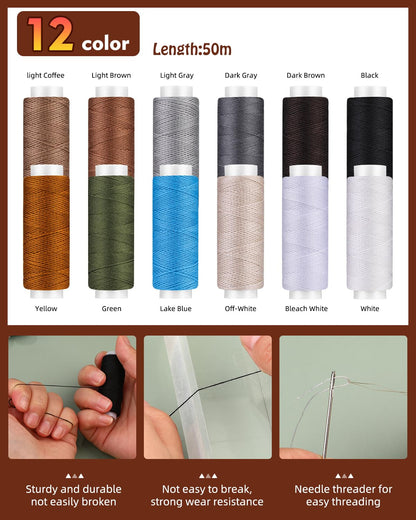 BAGERLA Heavy Duty Sewing Kit, 48pcs Needle and Thread Kit with Upholstery Thread Needles Sewing Awl Seam Ripper, Upholstery Repair Sewing Kit for Car Seats Carpets Shoes Backpacks DIY Crafting