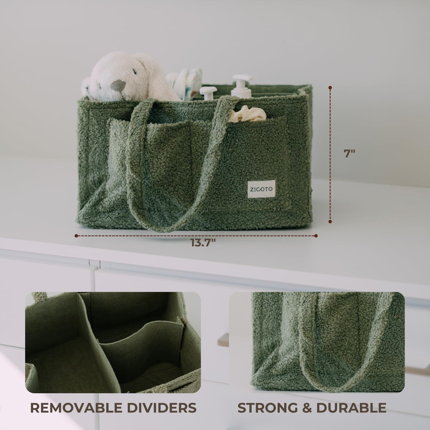 Beautiful Diaper Caddy Organizer - Versatile Storage Basket Easily Holds Diapers, Wipes and Other Baby Necessities - Perfect for Baby Showers, Functional Car Storage & Great Gift for Expecting Mothers