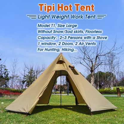 4 Persons 5lb Lightweight Tipi Hot Tents with Stove Jack, 7'3" Standing Room, Teepee Tent for Hunting Family Team Backpacking Camping Hiking (Olive Drab)