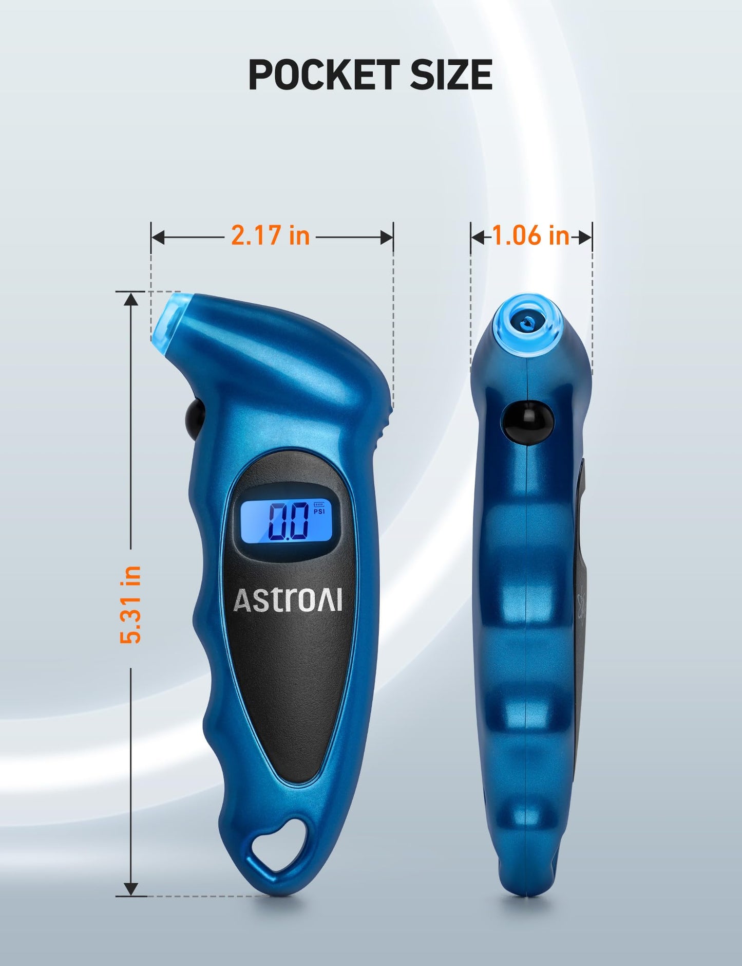 AstroAI Digital Tire Pressure Gauge 0-150PSI, Accurate in 0.1 Increments, Tire Pressure Gauge with Backlit LCD and Presta Valve Adaptor, 4 Units of Measurement for Car Truck Bicycle, Blue