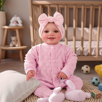 BABESIDE Reborn Baby Dolls Sunny - 17Inch Cute Soft Vinyl Realistic Baby Doll Poseable Smiling Real Life Baby Dolls with Complete Accessories for 3+ Years Old Gifts