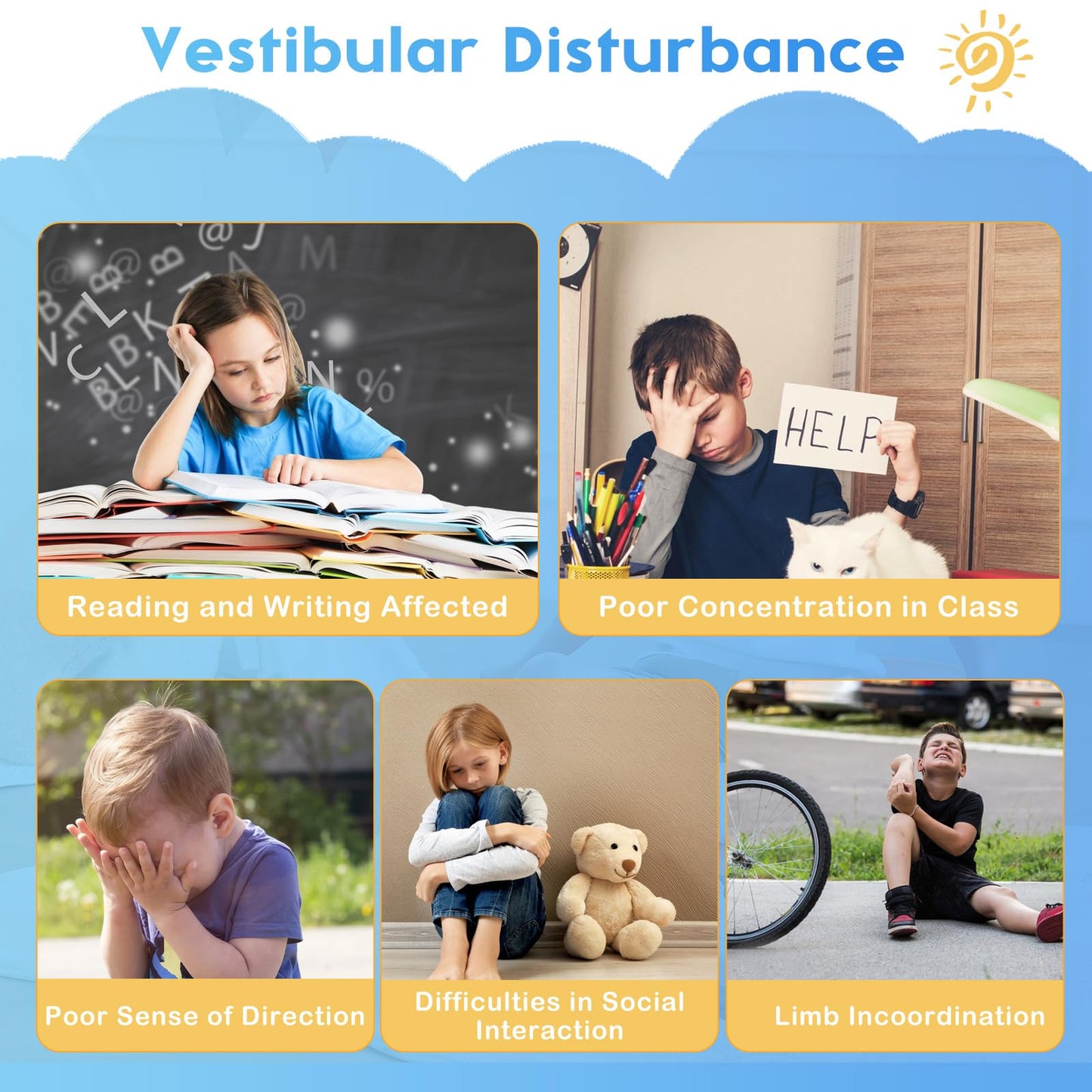 BABAMU Sensory Chair for Kids Autism Sensory Products Sit and Spin Autism Toys Spinning Chair ADHD Swivel Chair Training Body Coordination (Blue)