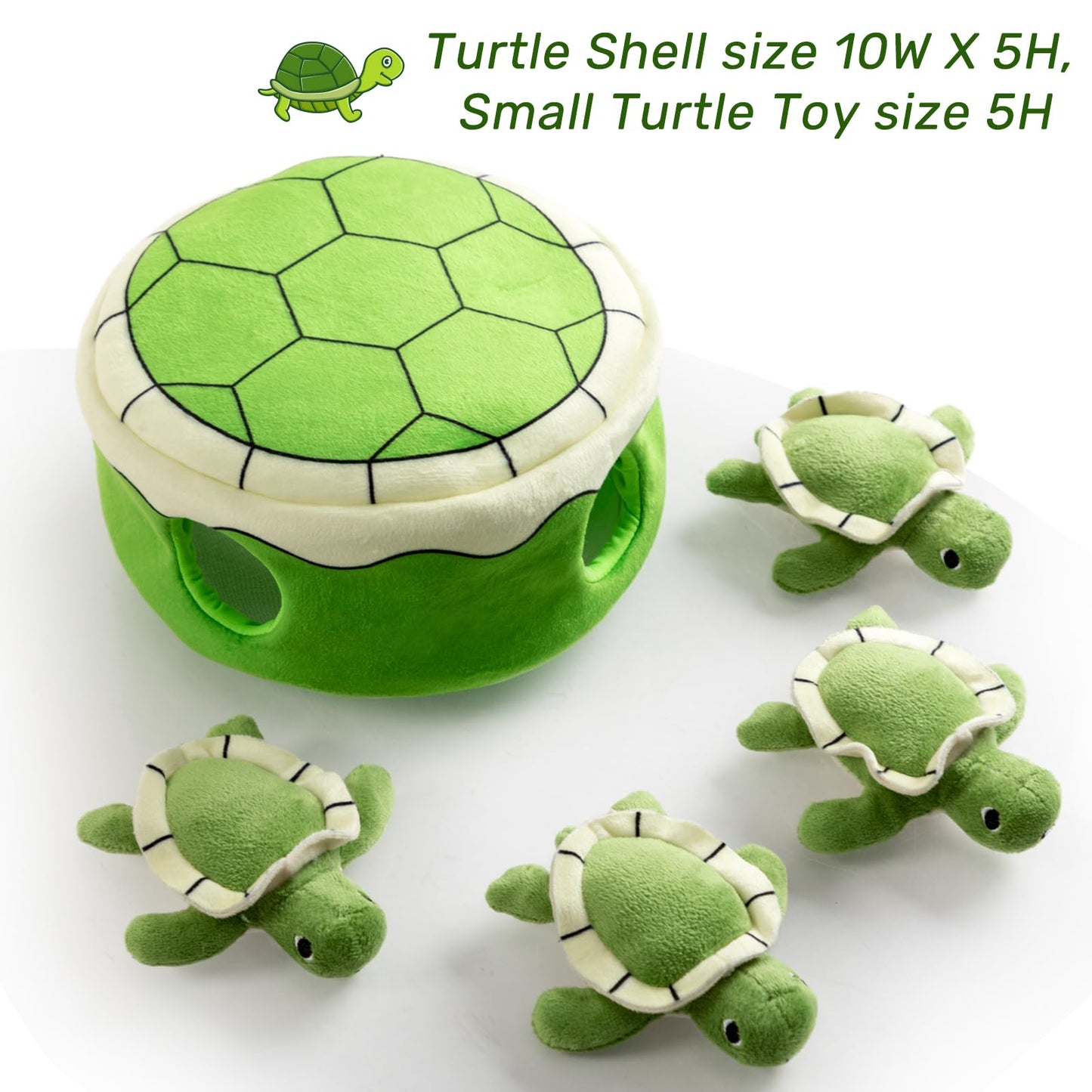 Hollypet Squeaky Dog Toy, Interactive Plush Hide and Seek Dog Toys for Small Medium Sized Dogs and Non-Aggressive Chewers, Puppy Teeth Clean Chew Toys, Turtles