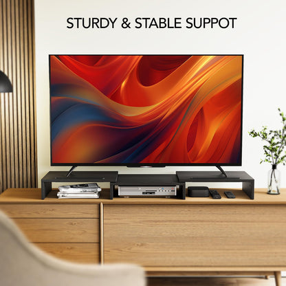 AMERIERGO Dual Monitor Stand Riser for 2 Monitors, Monitor Stand for Desk, Adjustable Computer Monitor Stand with 2 Slot, Multifunctional Desktop Organizer Stand for Laptop, PC, Computer, Printer