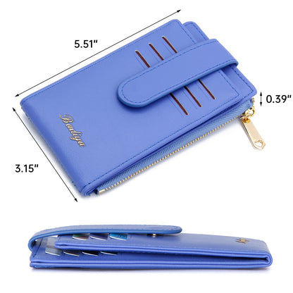Badiya Slim Wallet for Women RFID Blocking Credit Card Holder Lady Bifold Small Wallets Organizer with Zipper Coin Pocket