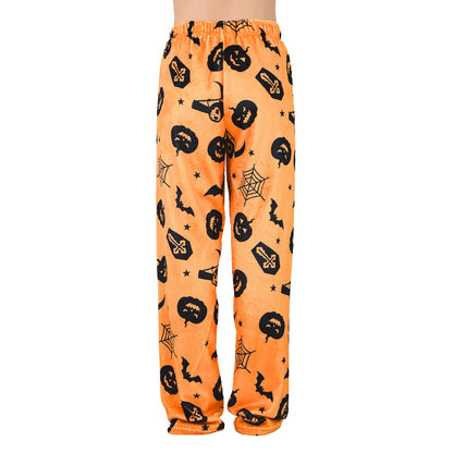 Women's Plush Fuzzy Pajama Pants Warm Cozy Pj Bottoms Drawstring Lounge Pants Fleece Sweatpants Fluffy Sleepwear D Orange Pumpkin Medium
