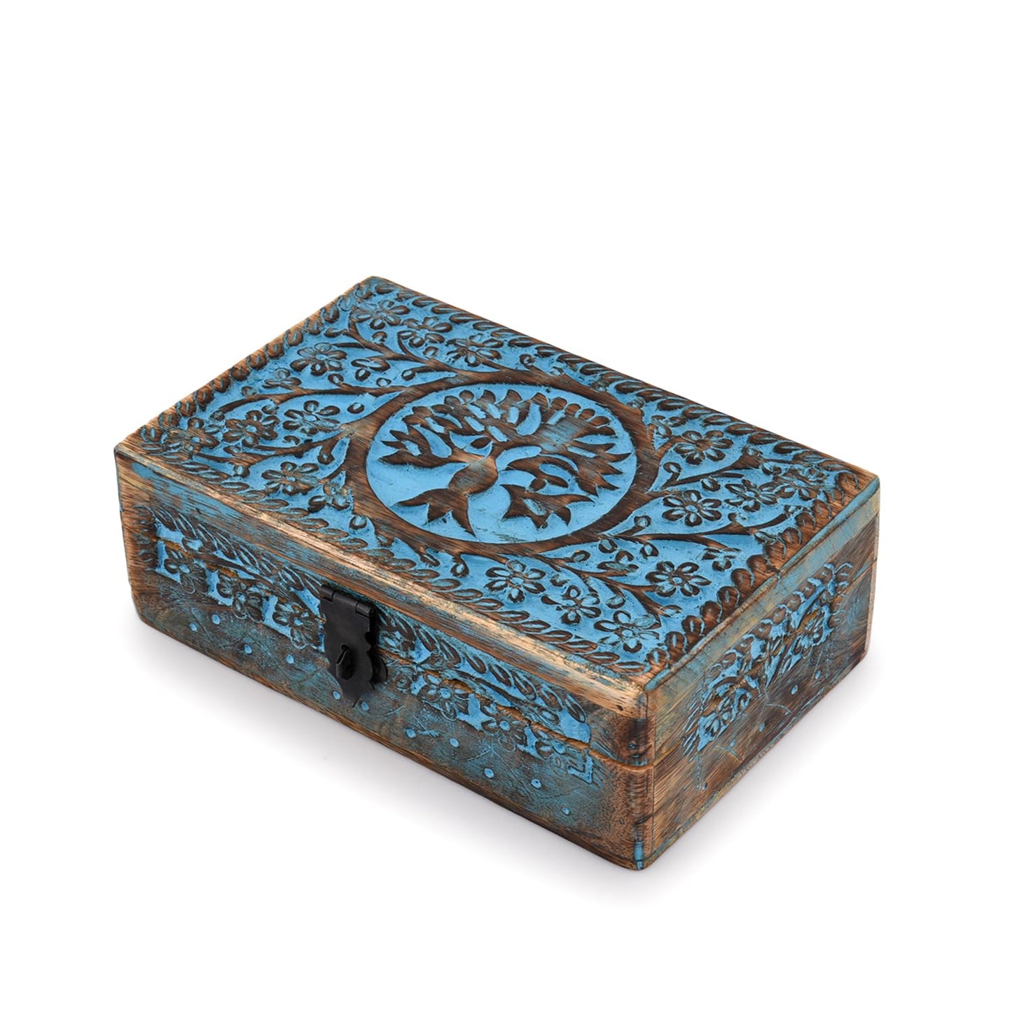 BHAVATU |Wooden Jewelry Box, Tarot Box, Celestial Home Decor, Witch Box, Tree of Life, Trinket Box |Size- 8" x 5" x 2.5",| Decorative Storage Bin