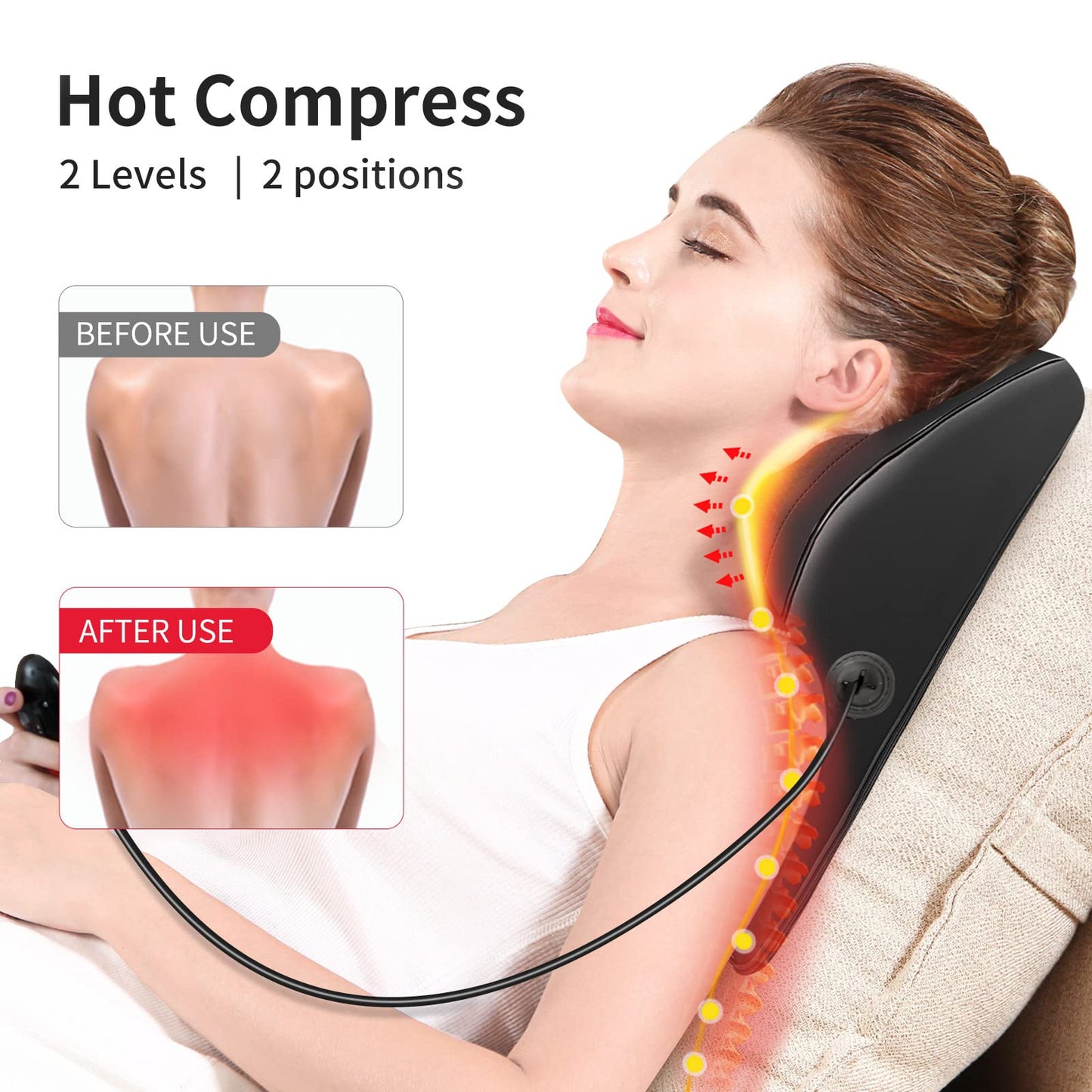 Boriwat Back Massager with Heat, 3D Kneading Massage Pillow for Back, Neck, Shoulder, Leg Pain Relief Deep Tissue, Gifts for Women Men Mom Dad, FSA HSA Eligible