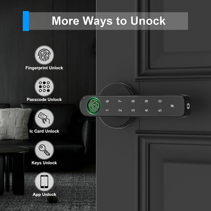 HEIXSMT Fingerprint Door knob, Fingerprint Door Lock with Code,Keyfob Card,Bluetooth,Key,Biometric Smart Lock for Home Bedroom Apartment