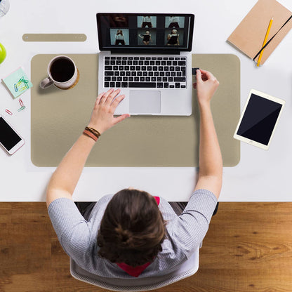 Boutilon Leather Desk Pad Protector,Non-Slip Mouse Pad,Laptop Desk Pad,Office Mouse Mat,Waterproof Leather Desk Blotter,Desk Writing Pad for Office and Home (S-Champagne,24"x 14")