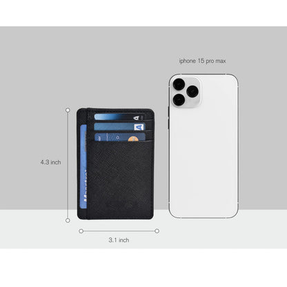 Black | RFID Blocked Leather Wallet | Men And Women | Credit/Debit.Gift Card Slots | Minimalist And Chic | Front Pocket