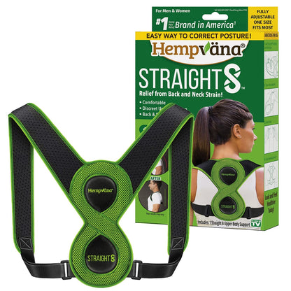 Hempvana Straight 8 Fully Adjustable Lightweight Posture Corrector, AS-SEEN-ON-TV, Helps Relieve Back Strain, Slouching & Text Neck, Moisture-Wicking Hemp Fibers, Eight Points of Support, Unisex