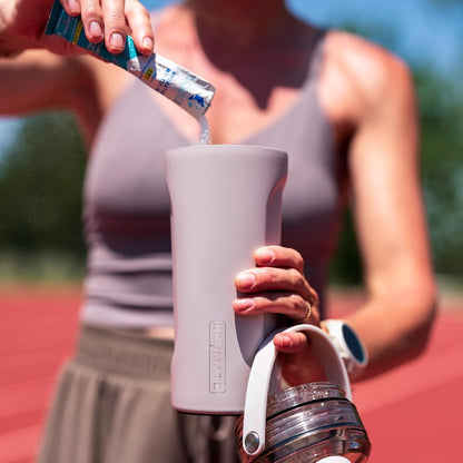 BrüMate MultiShaker Bottle | 100% Leakproof Insulated Stainless Steel Shaker Bottle | Protein Shaker Bottle, and Pre Workout Bottle for the Gym | 26oz (Rose Taupe)