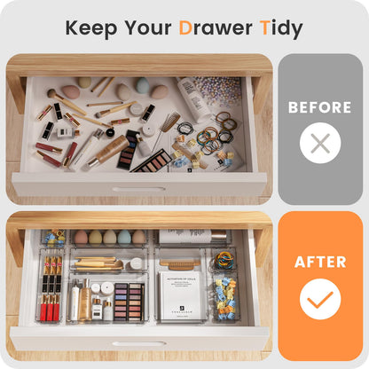 A-LuGei 【Crystal Design】 Clear Drawer Organizer,【Military Grade】 Acrylic Makeup Organizer, Bathroom Organizers and Storage, Organization and Storage, Organizer Bins for Office Vanity Kitchen Bedroom