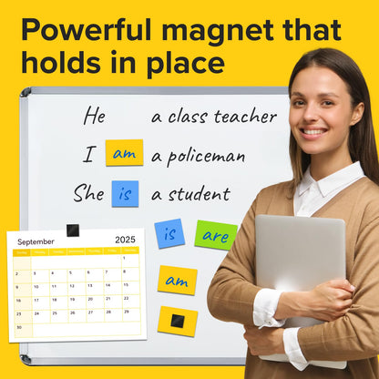Hyper-Sticky Magnets with Adhesive Backing - 110pcs 0.8x0.08 Strong Magnetic Squares for Whiteboard Fridge - Science Education Magnets - Easy-to-Cut Stickers - Teacher Must Have - Teacher Supplies