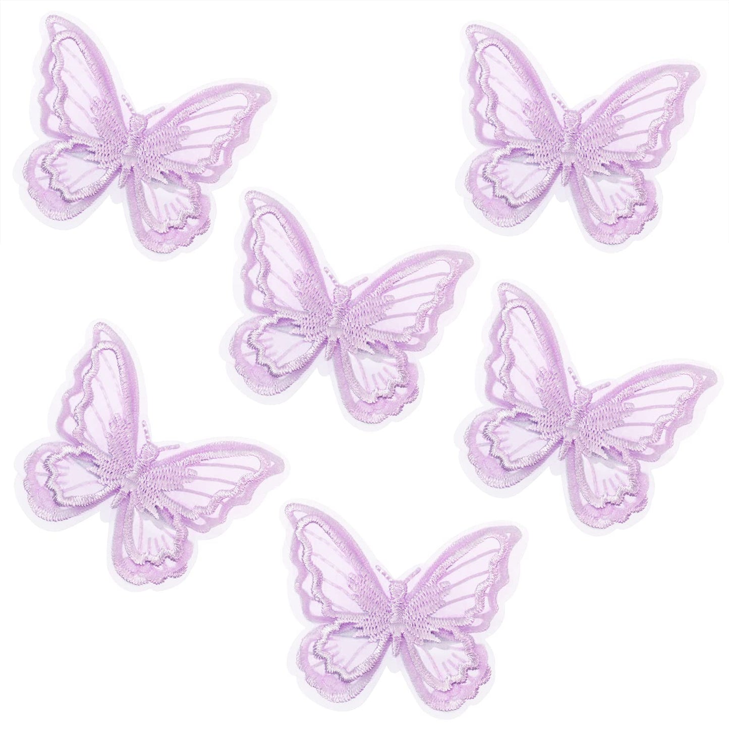 Butterfly Hair Clips Penta Angel 6Pcs Lace Embroidery Flower Butterfly Hair Bow Pins Wedding Hair Accessories for Women Halloween Christmas Party Decor (Light Purple)