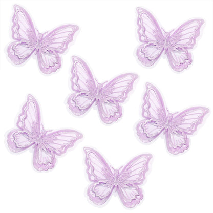 Butterfly Hair Clips Penta Angel 6Pcs Lace Embroidery Flower Butterfly Hair Bow Pins Wedding Hair Accessories for Women Halloween Christmas Party Decor (Light Purple)