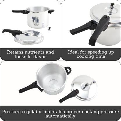 IMUSA USA A417-80801W Stovetop Aluminum Pressure Cooker 7.0-Quart,Silver