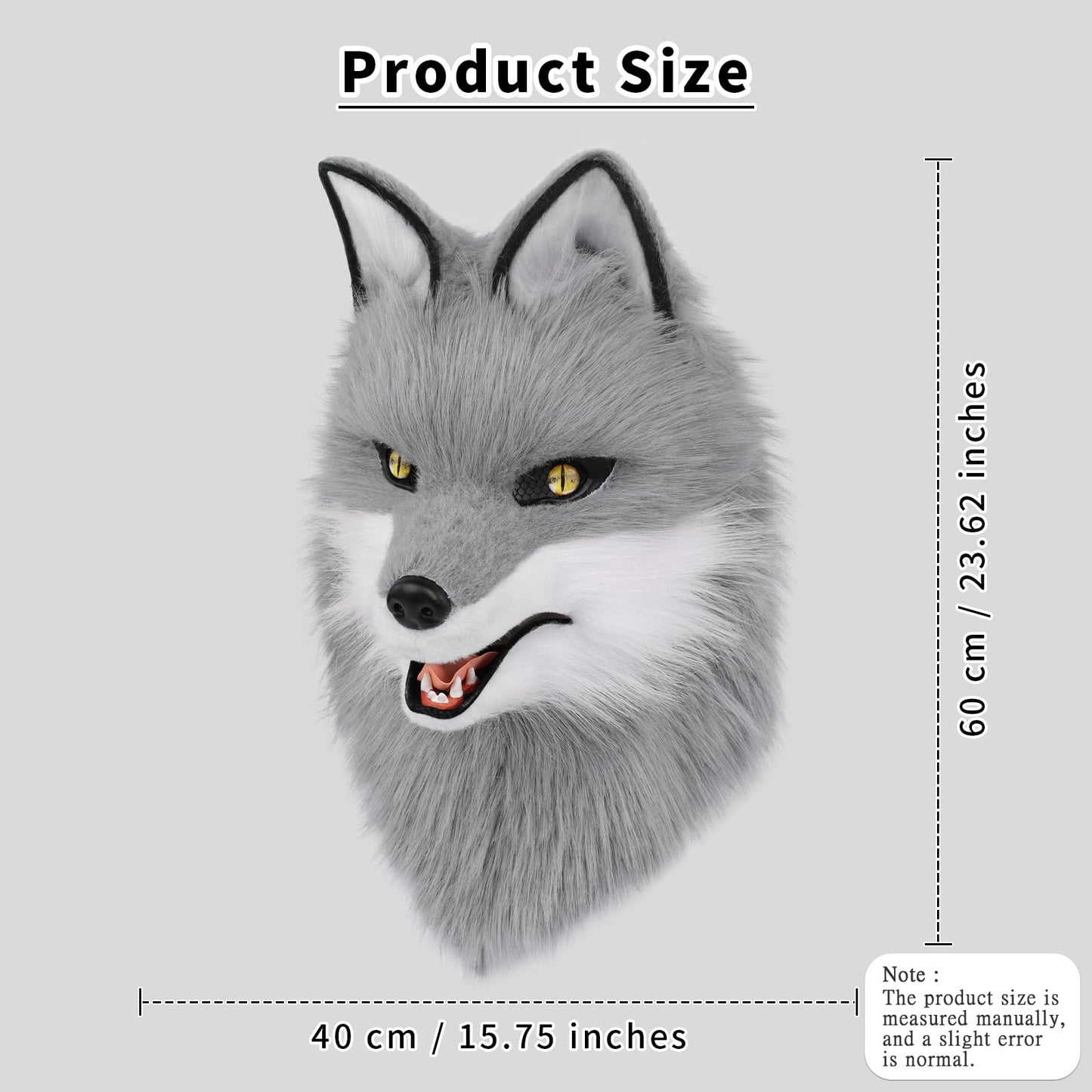 HAOAN Furry Dog Mask Animal Full Head Wolf Fox Realistic Masks for Halloween Carnival Fancy Dress Party Cosplay Costume Women Men