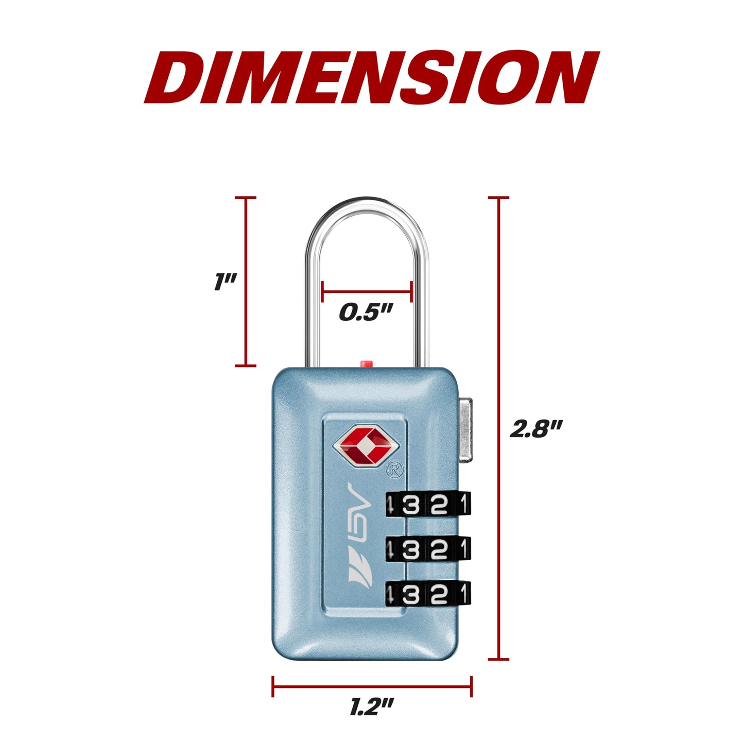 BV TSA Accepted Luggage Travel Lock, Set-Your-Own Combination Lock for School Gym Locker, Luggage Suitcase Baggage Locks, Filing Cabinets, Toolbox, Case (Arctic Blue, 2 Pack)
