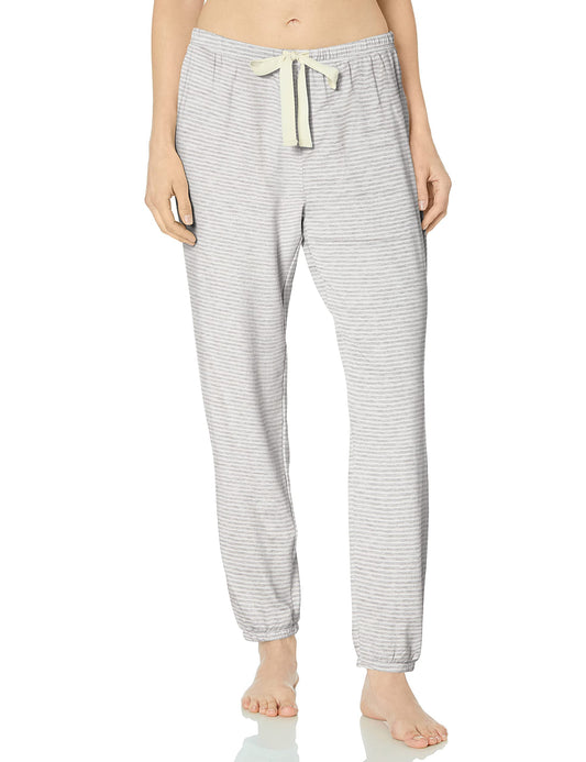 Amazon Essentials Women's Pajama Jogger - Lightweight Lounge Terry, Plus Size, Grey Heather Stripe, Medium