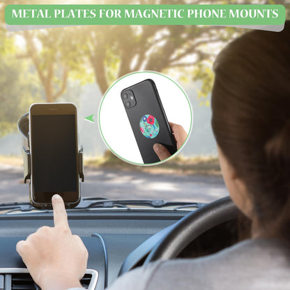 8 Pcs Phone Magnet Car Metal Plate Mount Metal Plate for Cell Holder Magnetic Car Mount Compatible with Magnetic Car Mounts Replacement Sticker(Summer Flower Style)