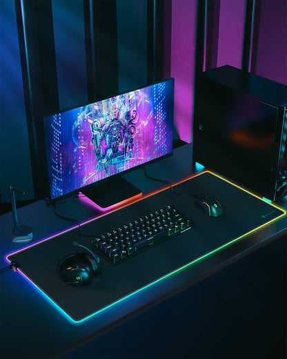 Black Shark RGB Mouse Pad 35.4"x15.75"x0.15" Extended Desk Mat with Smooth Surface and 11 Lighting Effects, Desk Pad with Anti-Fray Stitched Edges and Non-Slip Rubber Base, Gaming Mouse Pad Manta P7